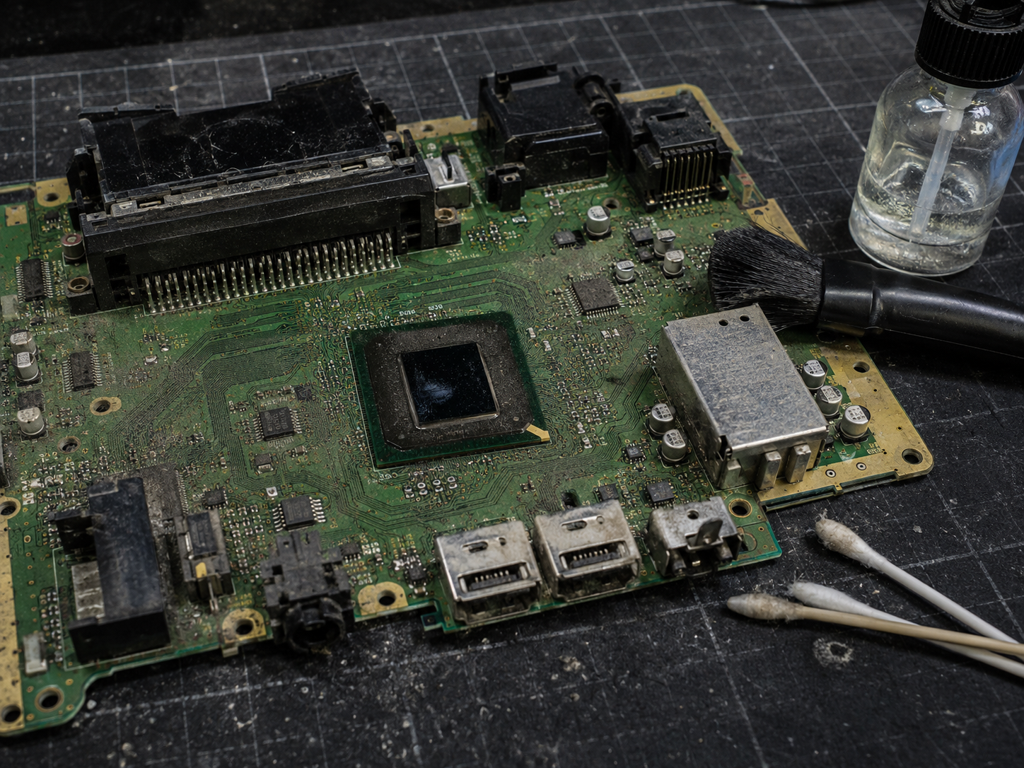 Limpieza profesional de la placa de una Nintendo GameCube